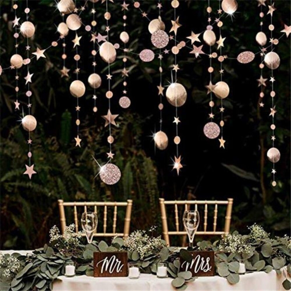 Champagne Gold Star Garland Party Decorations Ceiling Hanging Banner Streamer
